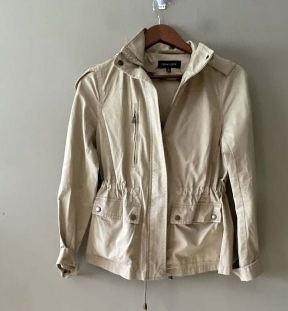 New Look Beige Utility Cargo Jacket with Drawstring Waist Size S